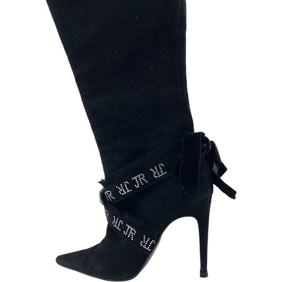 Vintage JOHN RICHMOND Women Boots US 9 EU 39 Zip-Up Suede Leather High Heels - Picture 4 of 13